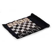 Bey-Berk Suede Roll Up 12.5" Travel Chess Set in Navy - G569B - Crown Humidors