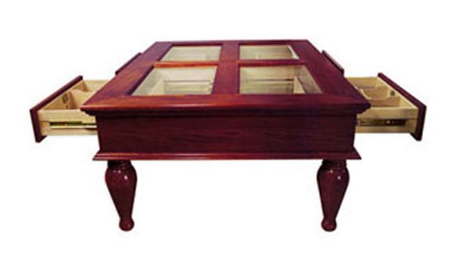 Quality Importers Glass Top Coffee Table Humidor - 400 Cigar ct - Crown Humidors