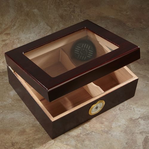 Whitetail Glasstop Humidor - 50 Cigar ct - Crown Humidors