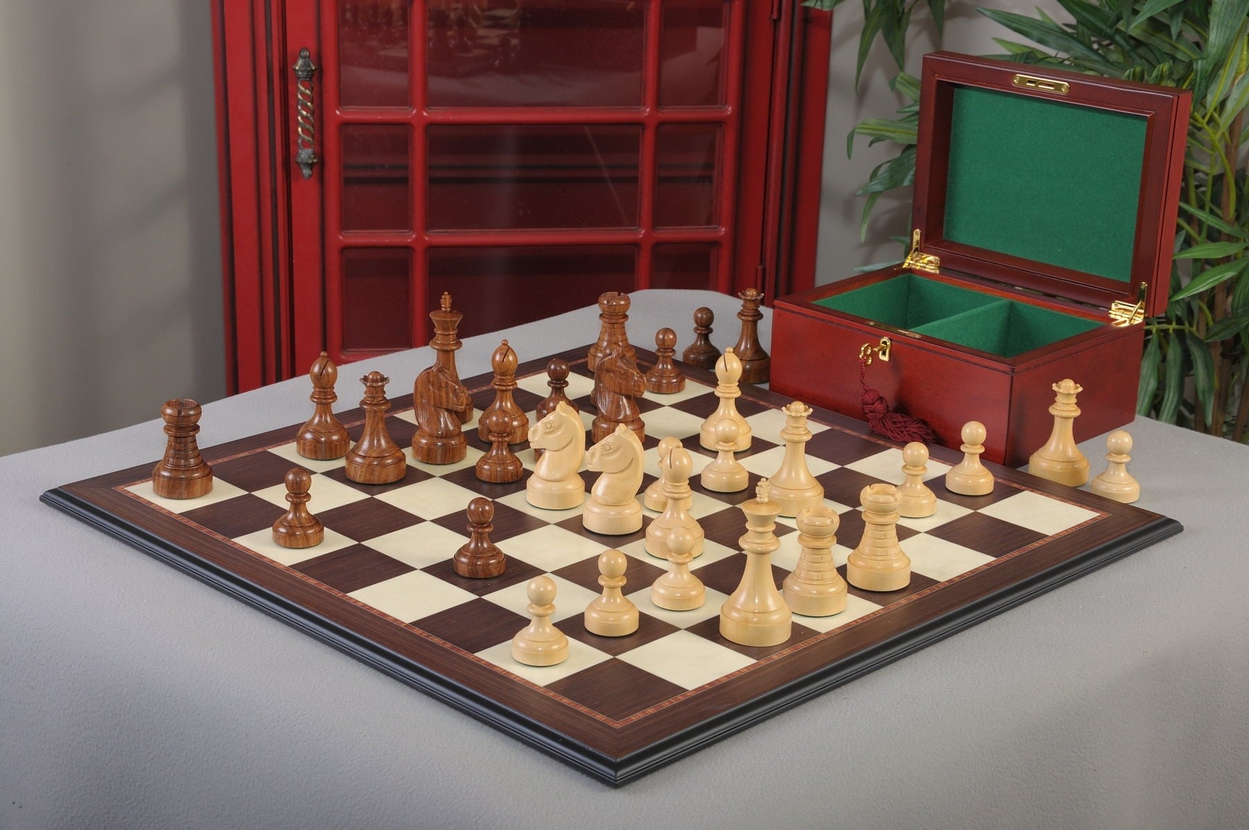 The Mechanics Institute Chess Set, Box, & Board Combination - Crown Humidors