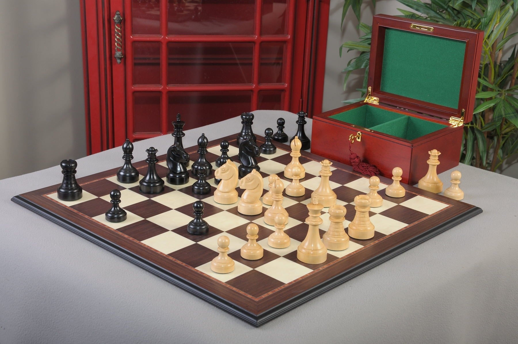 The Mechanics Institute Chess Set, Box, & Board Combination - Crown Humidors