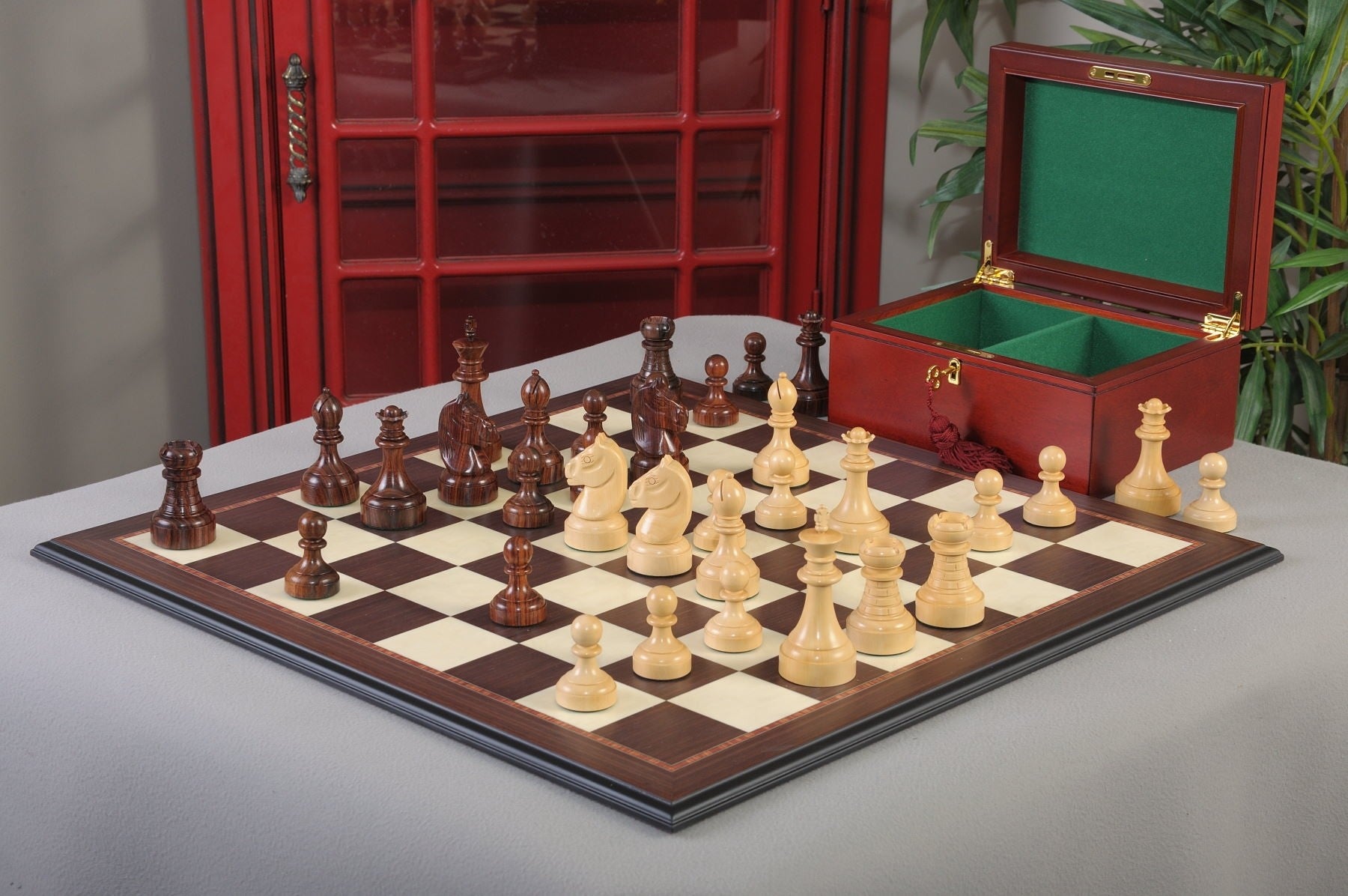 The Mechanics Institute Chess Set, Box, & Board Combination - Crown Humidors