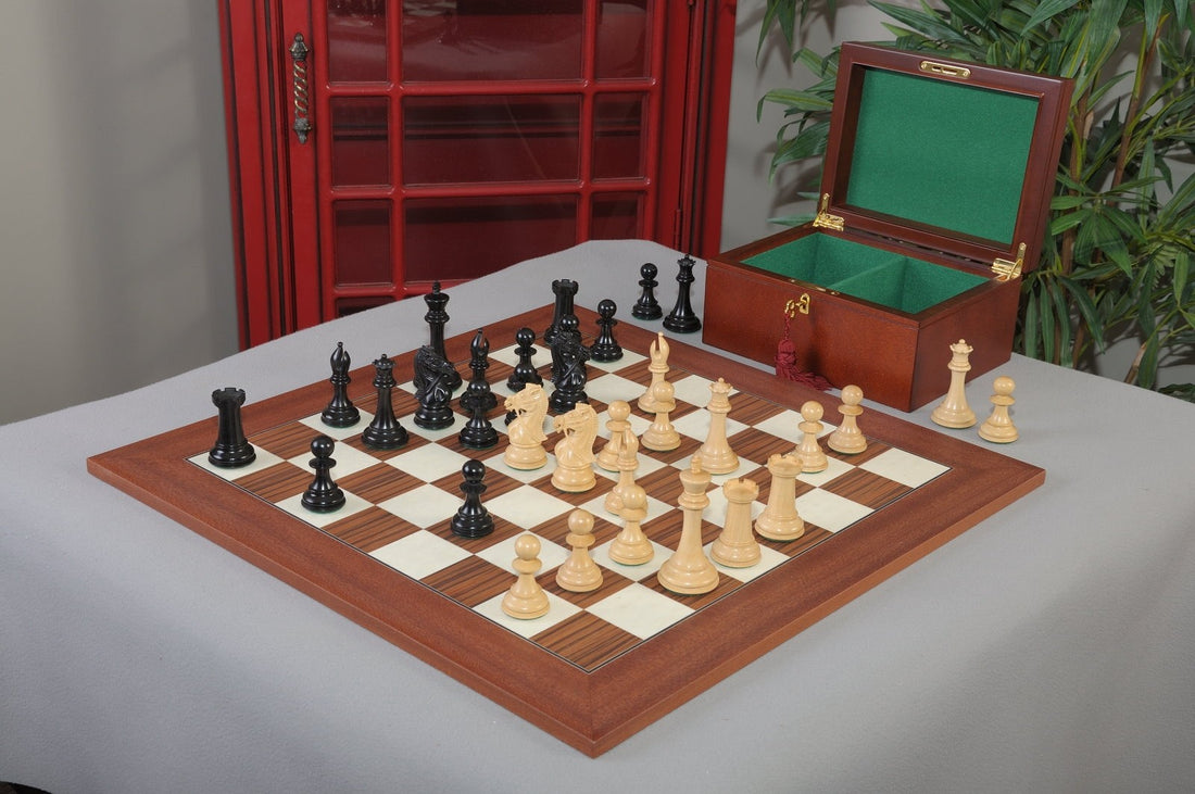 The Leicester Series Chess Set, Box, & Board Combination - Crown Humidors