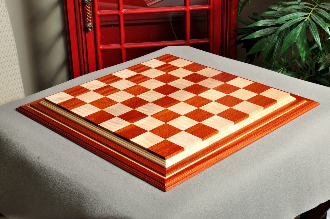Signature Contemporary IV Luxury Chess board - BLOODWOOD / CURLY MAPLE - 2.5" Squares - Crown Humidors