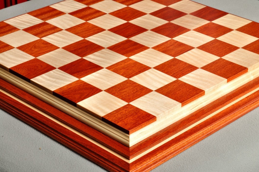 Signature Contemporary IV Luxury Chess board - BLOODWOOD / CURLY MAPLE - 2.5" Squares - Crown Humidors