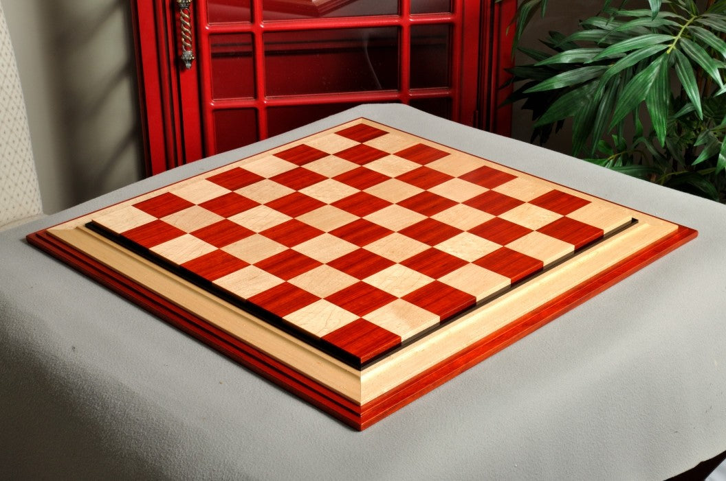 Signature Contemporary III Luxury Chess board - PADAUK / BIRD'S EYE MAPLE - 2.5" Squares - Crown Humidors