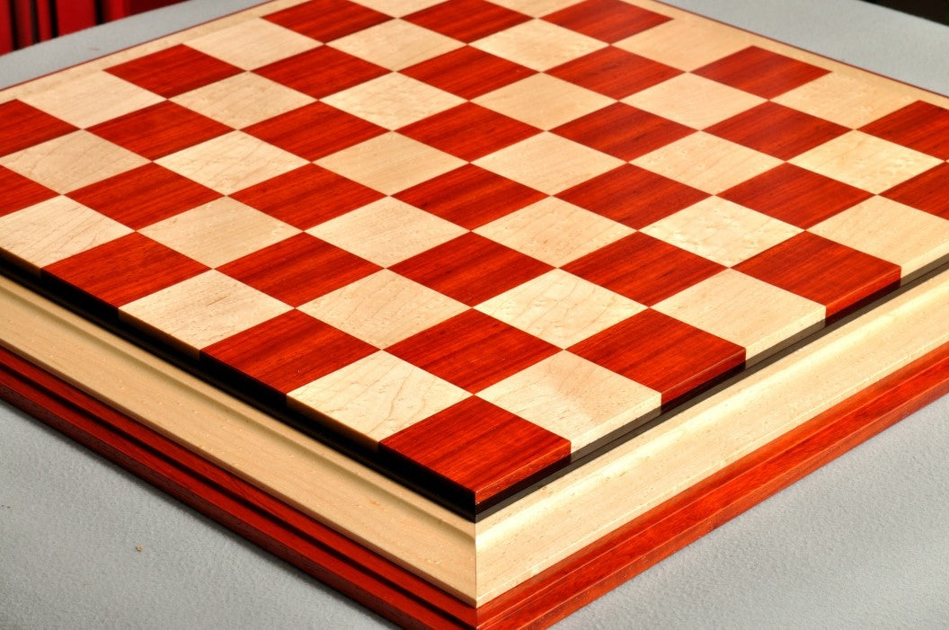 Signature Contemporary III Luxury Chess board - PADAUK / BIRD'S EYE MAPLE - 2.5" Squares - Crown Humidors