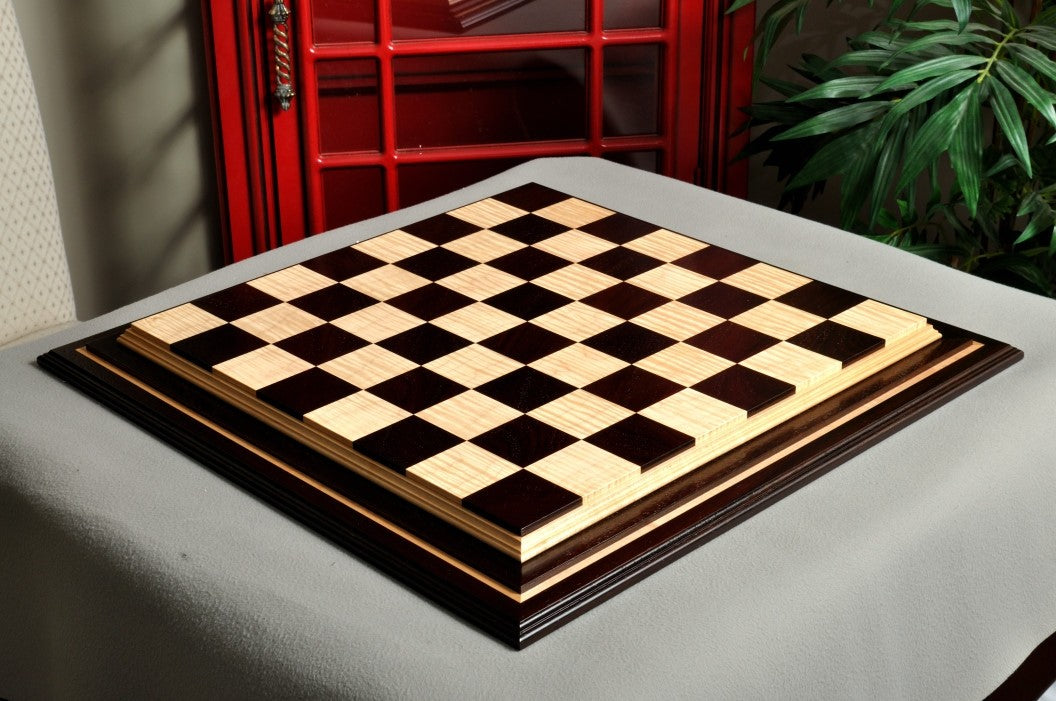 Signature Contemporary IV Luxury Chess board - AFRICAN PALISANDER / CURLY MAPLE - 2.5" Squares - Crown Humidors