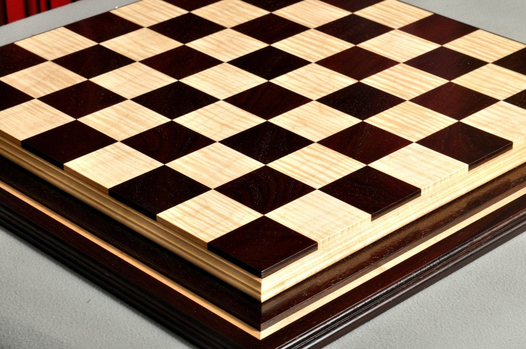 Signature Contemporary IV Luxury Chess board - AFRICAN PALISANDER / CURLY MAPLE - 2.5" Squares - Crown Humidors