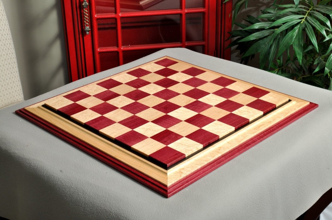 Signature Contemporary III Luxury Chess board - PURPLEHEART / BIRD'S EYE MAPLE - 2.5" Squares - Crown Humidors