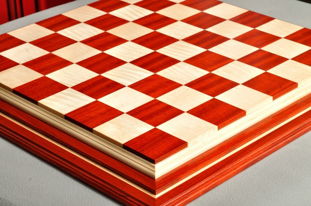 Signature Contemporary IV Luxury Chess board - PADAUK / CURLY MAPLE - 2.5" Squares - Crown Humidors