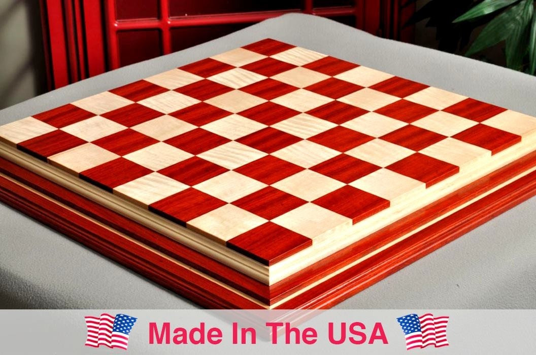 Signature Contemporary IV Luxury Chess board - PADAUK / CURLY MAPLE - 2.5" Squares - Crown Humidors