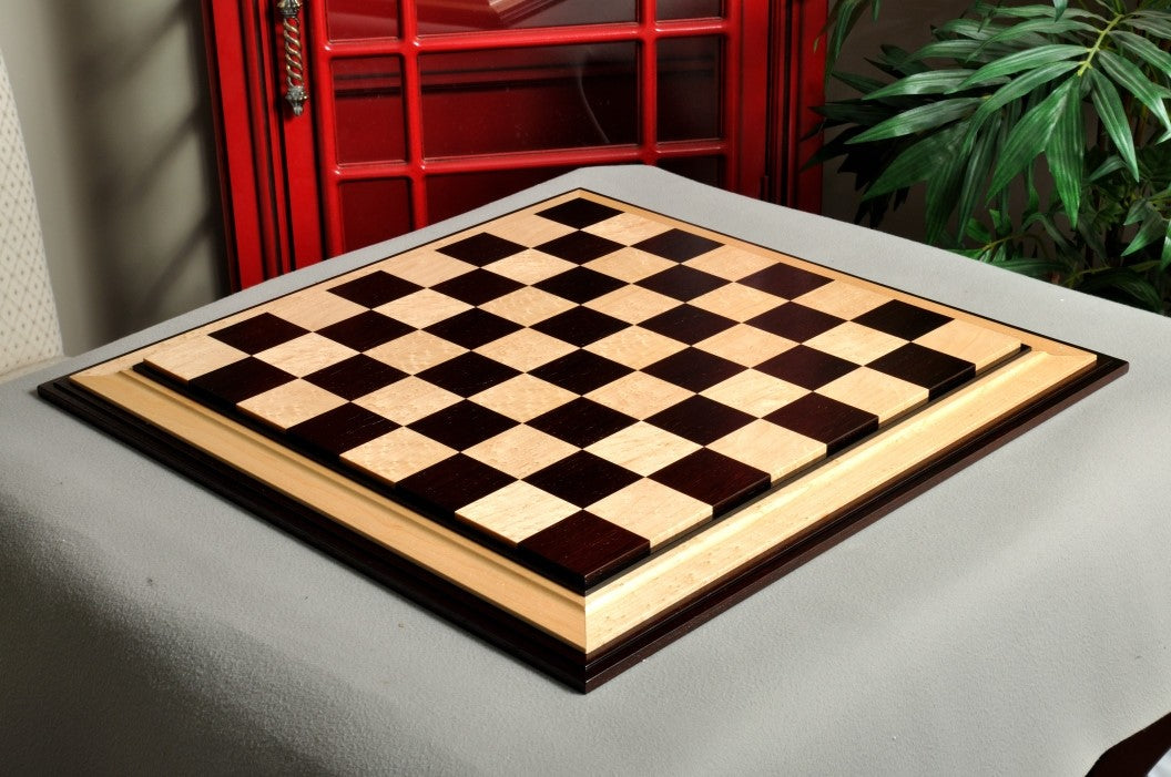 Signature Contemporary III Luxury Chess board - AFRICAN PALISANDER / BIRD'S EYE MAPLE - 2.5" Squares - Crown Humidors