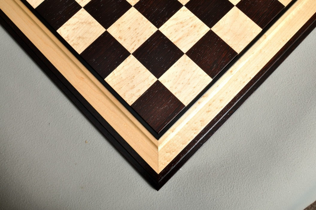 Signature Contemporary III Luxury Chess board - AFRICAN PALISANDER / BIRD'S EYE MAPLE - 2.5" Squares - Crown Humidors