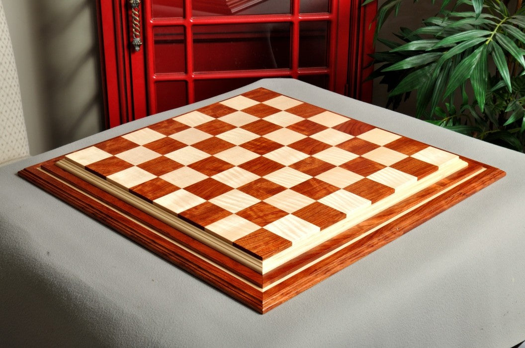 Signature Contemporary IV Luxury Chess board - BUBINGA / CURLY MAPLE - 2.5" Squares - Crown Humidors