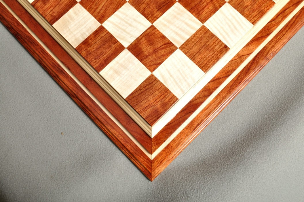 Signature Contemporary IV Luxury Chess board - BUBINGA / CURLY MAPLE - 2.5" Squares - Crown Humidors