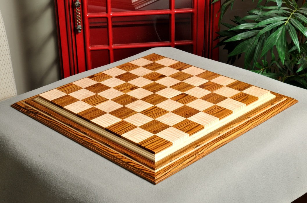 Signature Contemporary IV Luxury Chess board - BOCOTE / CURLY MAPLE - 2.5" Squares - Crown Humidors