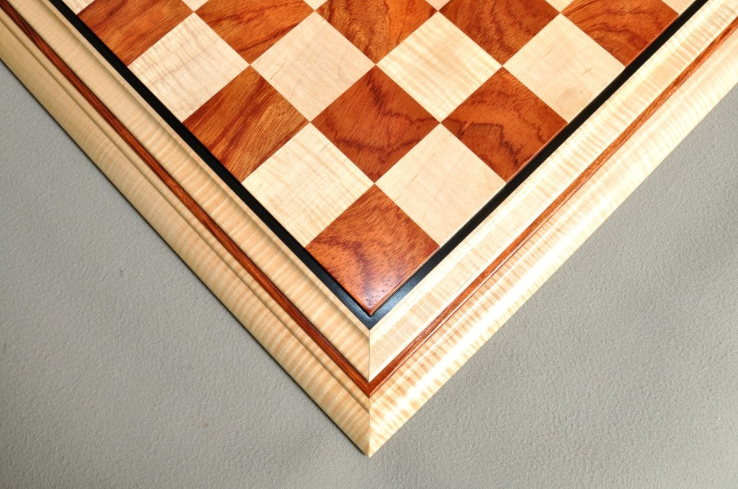 Signature Contemporary II Chess Board - Curly Maple / Pomelle Bubinga - 2.5" Squares - Crown Humidors