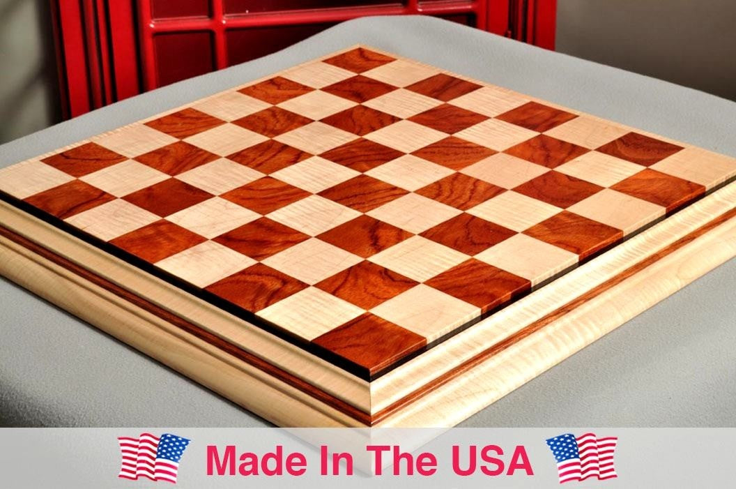 Signature Contemporary II Chess Board - Curly Maple / Pomelle Bubinga - 2.5" Squares - Crown Humidors