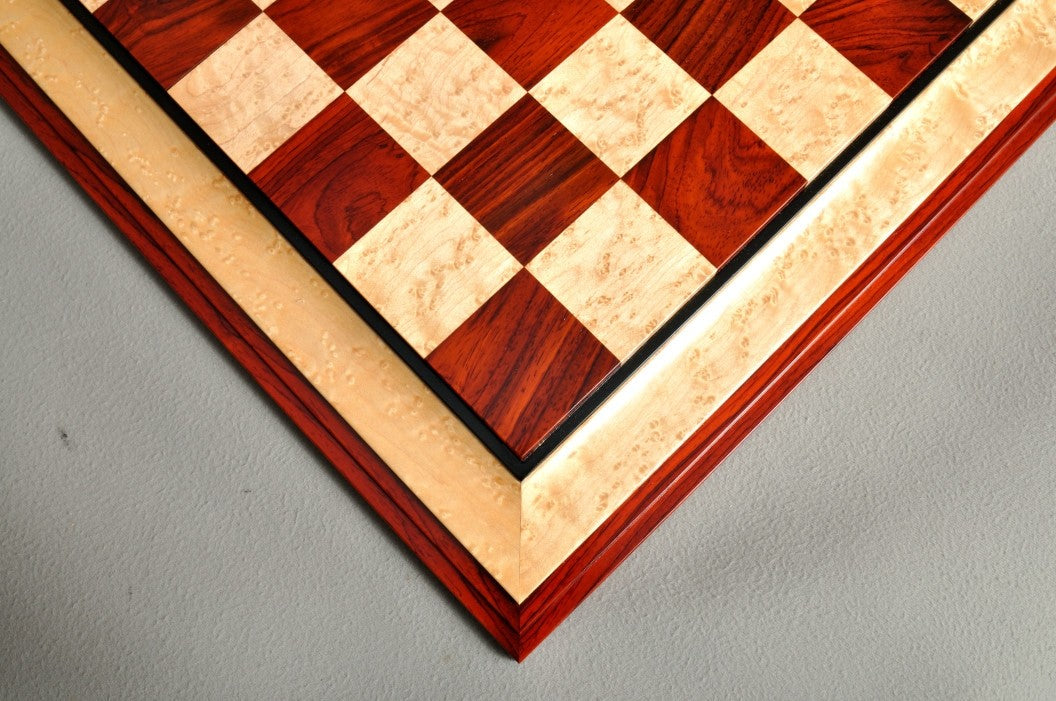 Signature Contemporary III Luxury Chess board - COCOBOLO / BIRD'S EYE MAPLE - 2.5" Squares - Crown Humidors