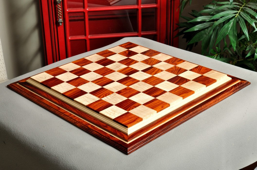 Signature Contemporary IV Luxury Chess board - COCOBOLO / CURLY MAPLE - 2.5" Squares - Crown Humidors