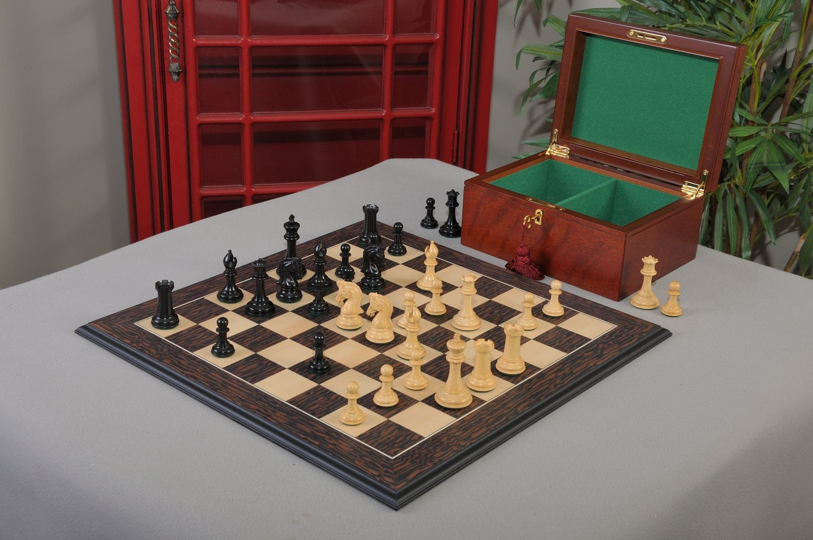 The Library Imperial Collector Series Chess Set, Box, & Board Combination - Crown Humidors