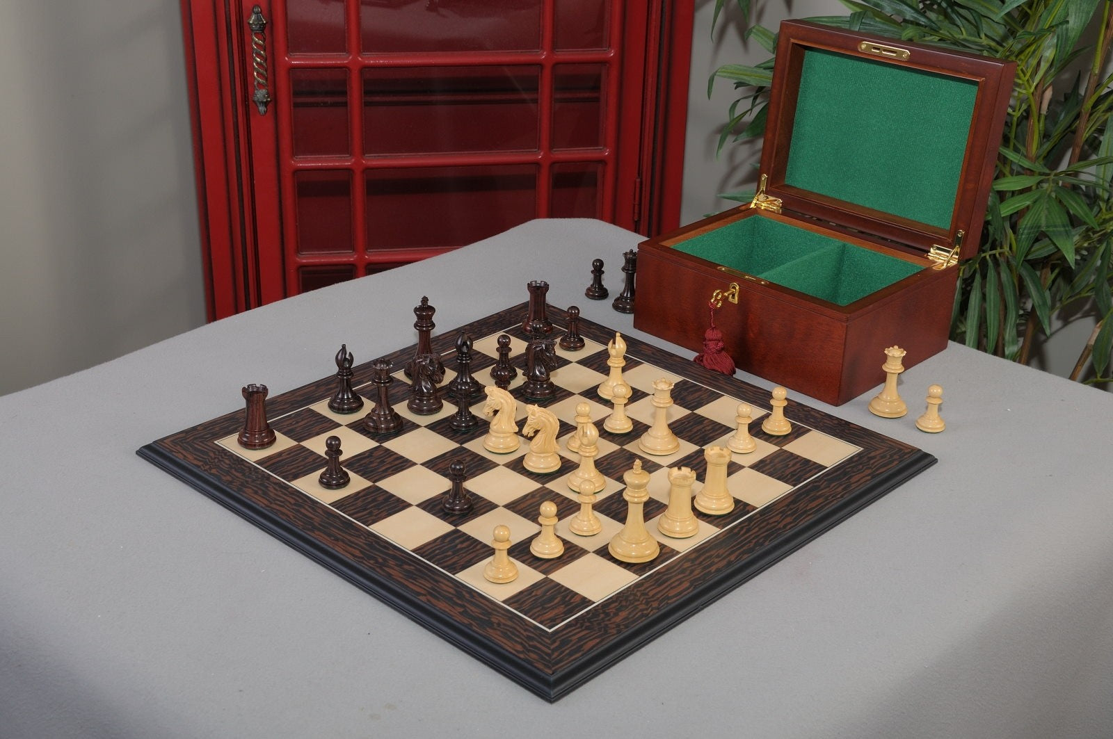 The Library Imperial Collector Series Chess Set, Box, & Board Combination - Crown Humidors