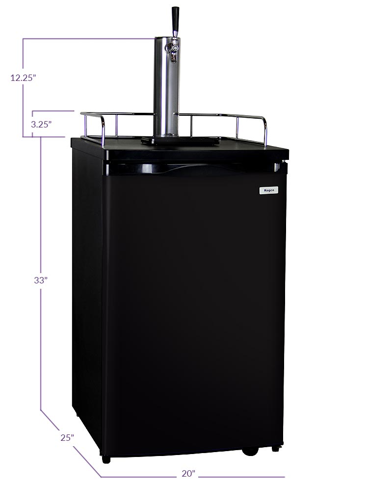 20" Wide Homebrew Single Tap Black Kegerator