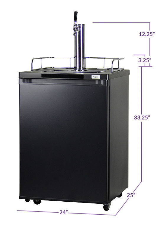 24" Wide Homebrew Single Tap Black Kegerator