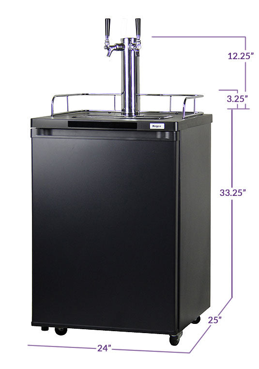 24" Wide Cold Brew Coffee Dual Tap Black Kegerator