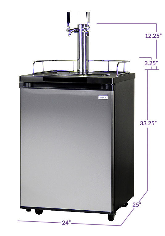 24" Wide Kombucha Dual Tap Stainless Steel Kegerator