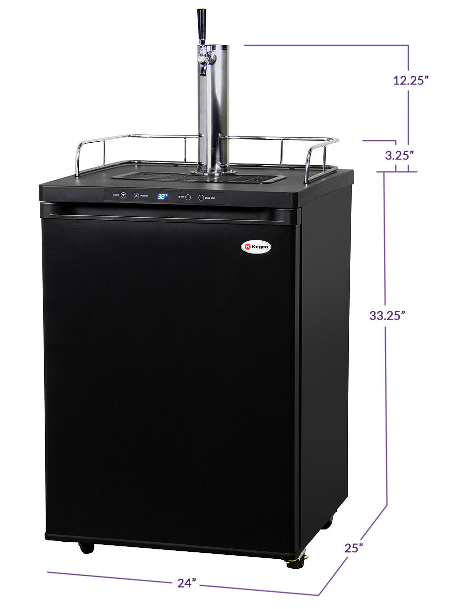 24" Wide Kombucha Single Tap Black Kegerator