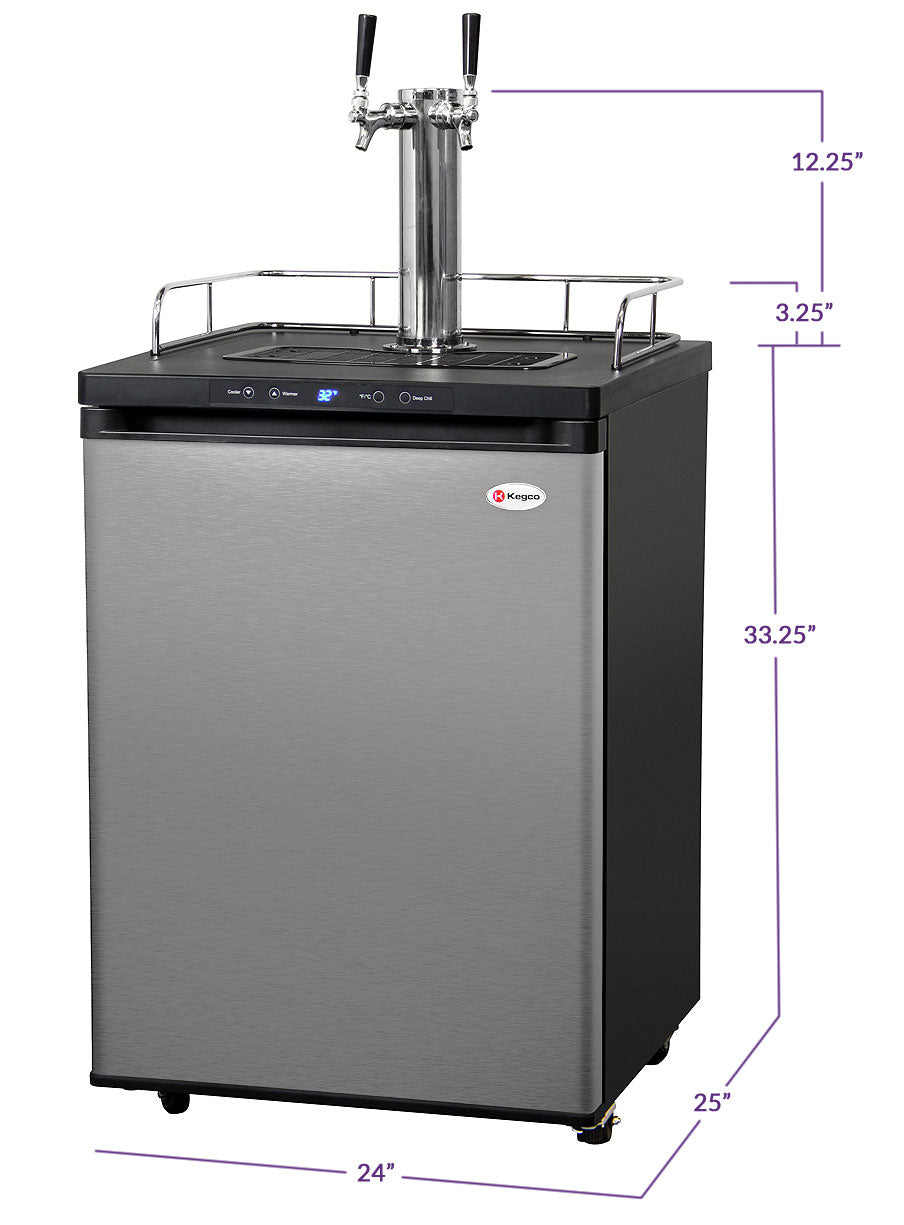 24" Wide Kombucha Dual Tap Stainless Steel Digital Kegerator