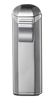 Visol Trio Satin Finish Triple Flame Torch Flame Lighter With Built-in Cigar Punch - Crown Humidors
