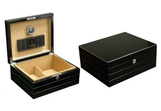 The Onyx High Gloss Black Humidor by Prestige Import Group - 50 Cigar ct - Crown Humidors