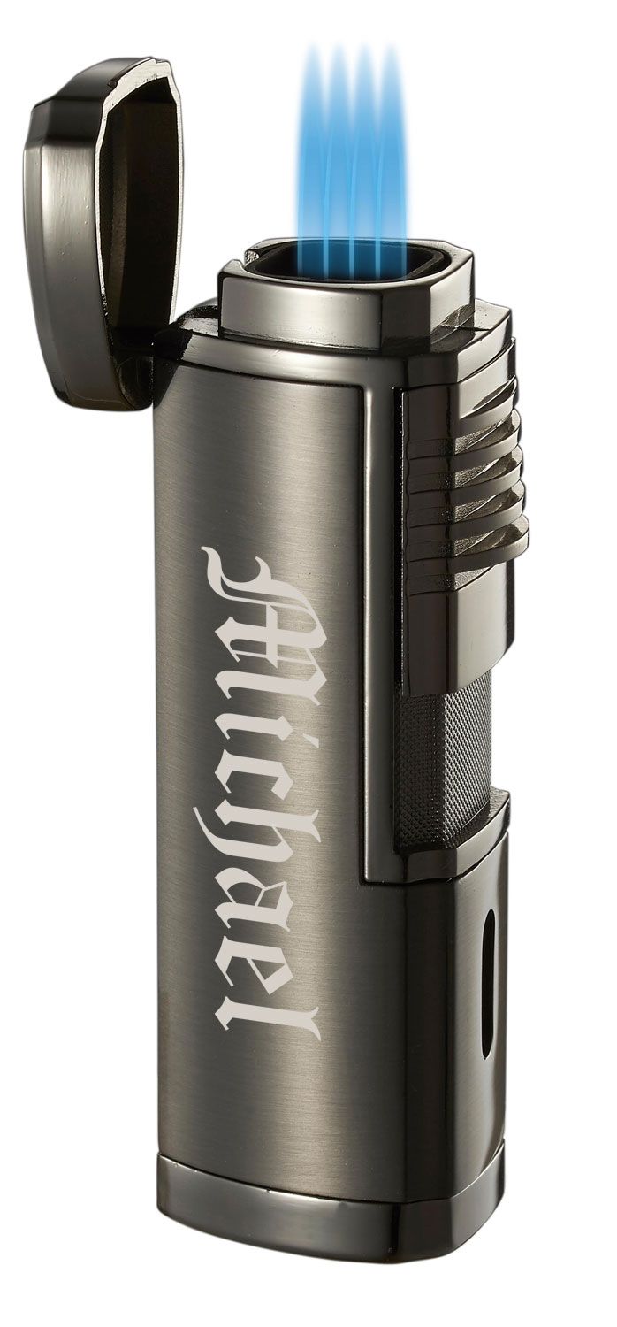 Visol Pyrgos Quad Flame Torch Lighter - Gunmetal - Crown Humidors