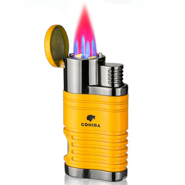 CIGAR LIGHTER 4 TORCH JET FLAME REFILLABLE WITH PUNCH PORTABLE LIGHTER