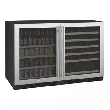 Allavino 47" Wide FlexCount II Series 56 Bottle/154 Can Dual Zone Stainless Steel Side-by-Side Wine Refrigerator/Beverage Center