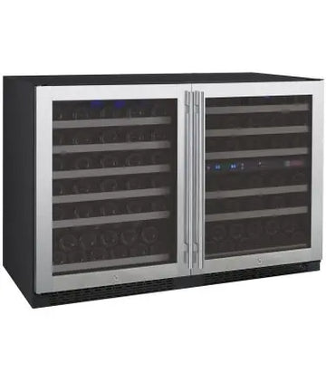 Allavino 47" Wide FlexCount II Tru-Vino 112 Bottle Three Zone Stainless Steel Side-by-Side Wine Refrigerator