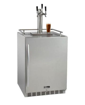 24" Wide Cold Brew Coffee Triple Tap All Stainless Steel Outdoor Built-in Right Hinge Kegerator