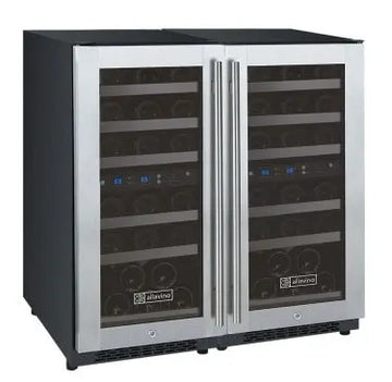 Allavino 30" Wide FlexCount II Tru-Vino 60 Bottle Four Zone Stainless Steel Side-by-Side Wine Refrigerator