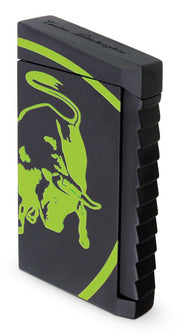 Tonino Lamborghin Il Toro Black Rubberized Finish Lighter - Green Bull - Crown Humidors