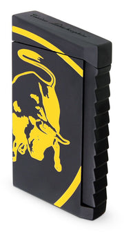 Tonino Lamborghin Il Toro Black Rubberized Finish Lighter - Yellow Bull - Crown Humidors