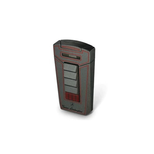 Tonino Lamborghini Aero Metallic Gray With Red Lines Torch Flame Cigar Lighter - Crown Humidors