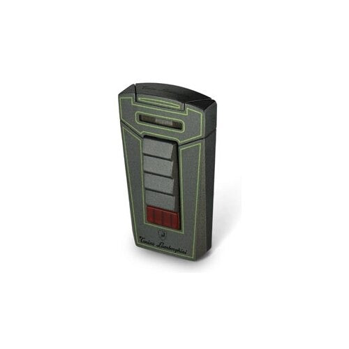 Tonino Lamborghini Aero Metallic Gray With Green Lines Torch Flame Cigar Lighter - Crown Humidors