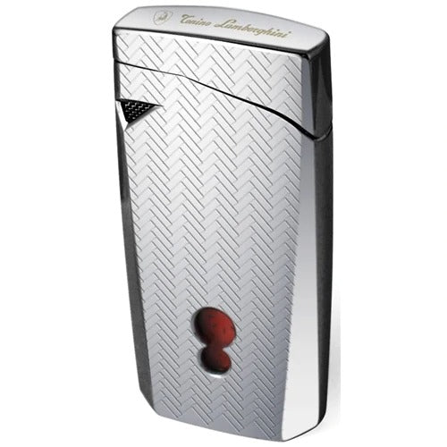 Tonino Lamborghini Magione Chrome With Interwoven Pattern Torch Flame Cigar Lighter - Crown Humidors