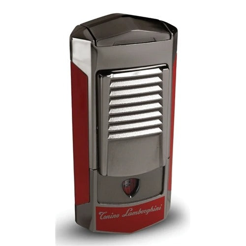 Tonino Lamborghini Sepang Metallic Gun and Red Triple Torch Flame Lighter - Crown Humidors