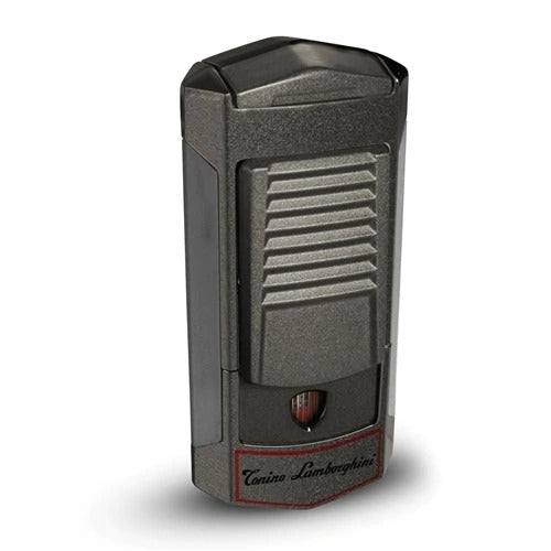 Tonino Lamborghini Sepang Metallic Grey With Red Lines Triple Torch Lighter - Crown Humidors