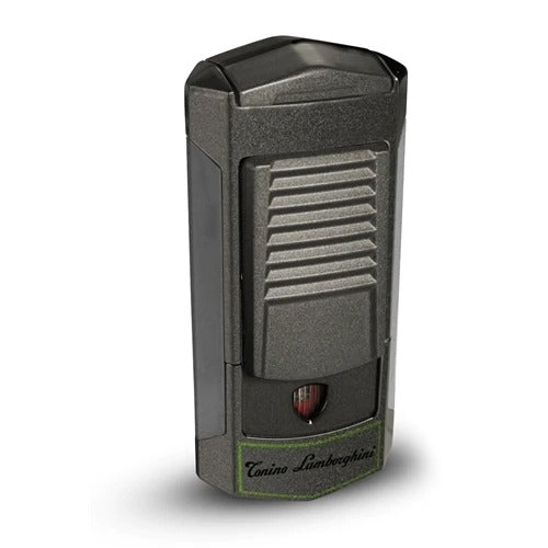 Tonino Lamborghini Sepang Metallic Grey With Green Lines Triple Torch Lighter - Crown Humidors