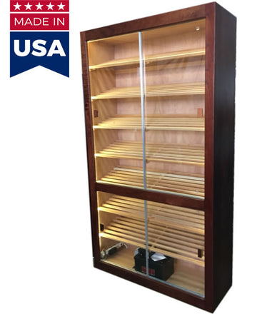 E8448 Genuine USA Spanish Cedar made Commercial - Retail Electronic Cabinet Humidor - 4000 Cigar ct - Crown Humidors